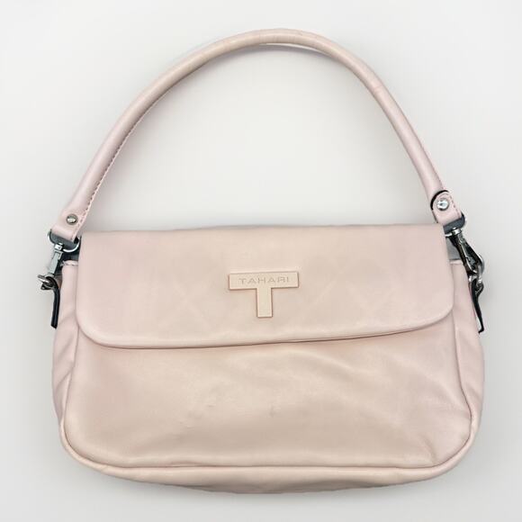 Tahari Light Pink Synthetic Leather Crossbody Satchel {RR} - Picture 1 of 16